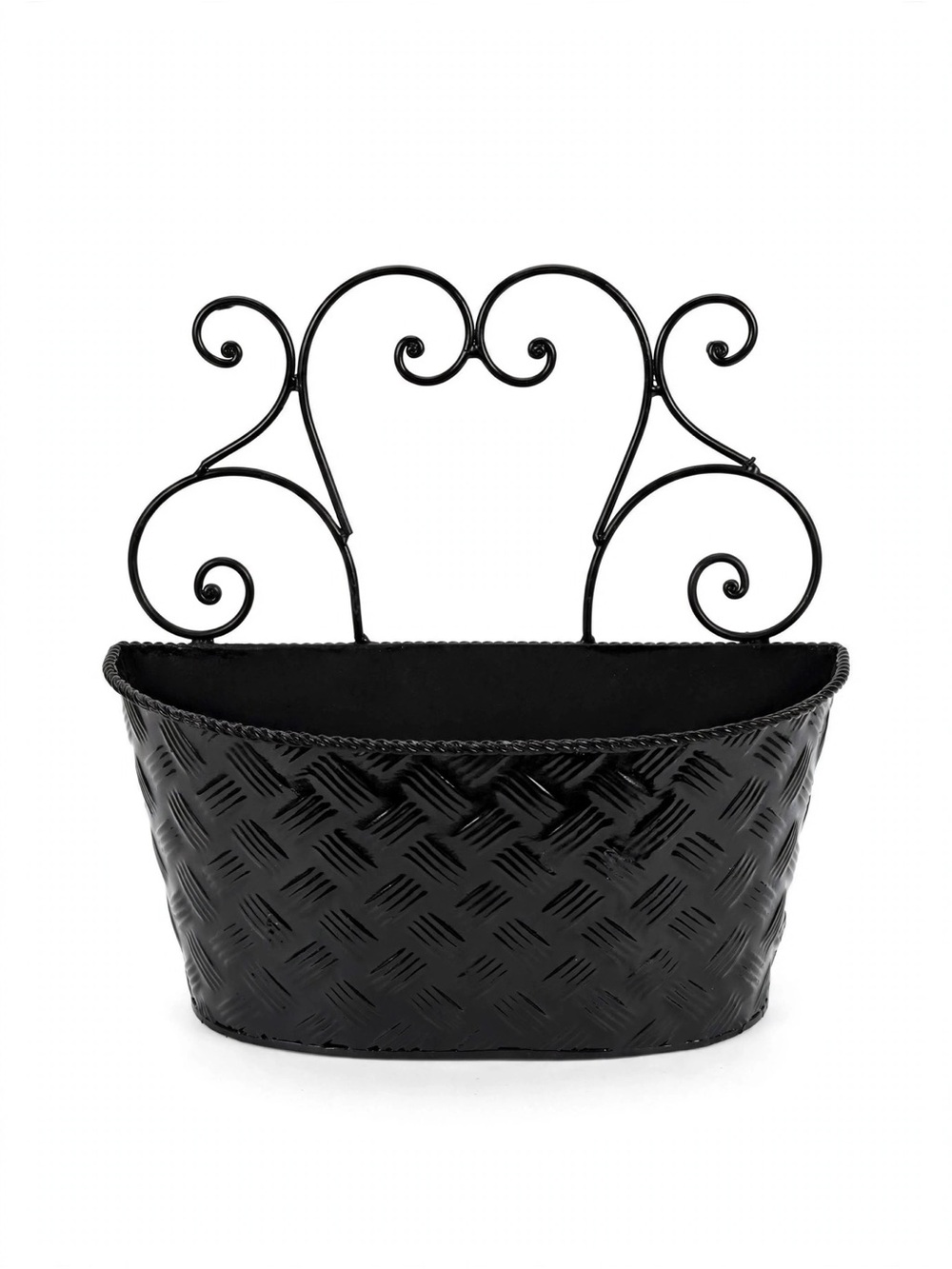 VTG 90's Wrought Iron Wall Pocket Planter 11" Scrollwork Basket Farmhouse